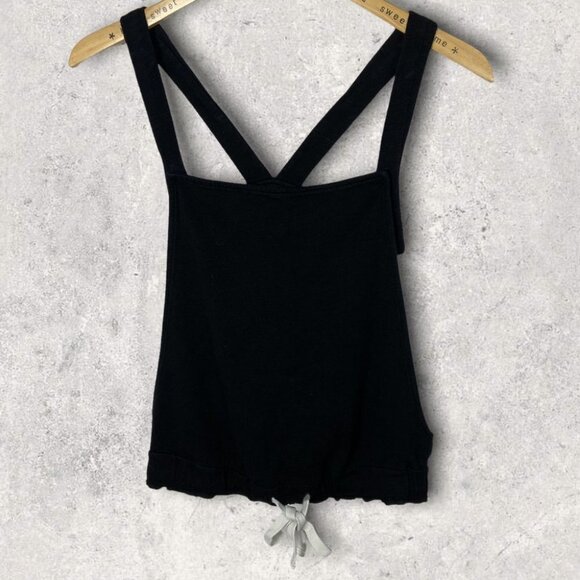 Monrow Maternity Tank Top Black Stretch Jersey Size Small Tie Front Adjustable S - Picture 2 of 9